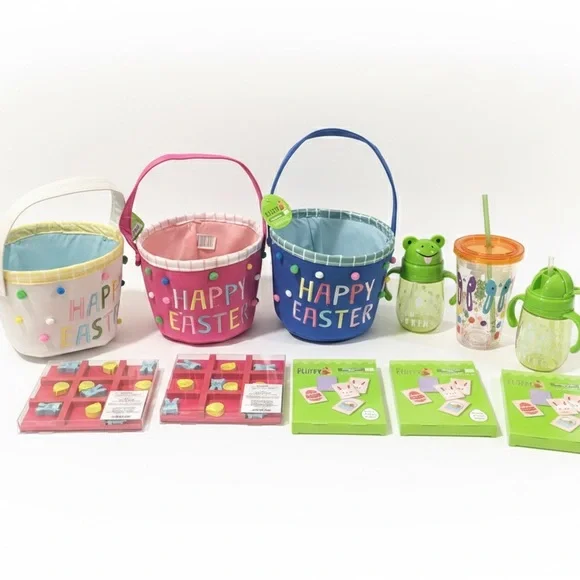 Easter Party Basket Set - Pink, Blue, White