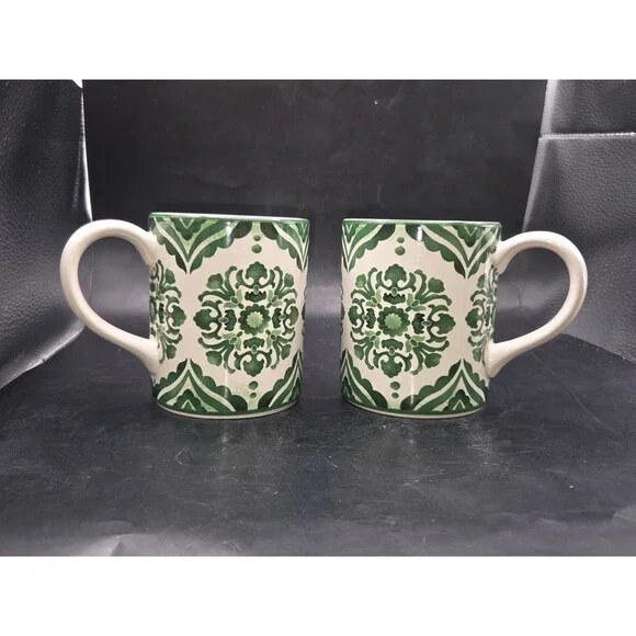 Sur La Table Coffee Mug Green Medallion Set Of 2 Designer