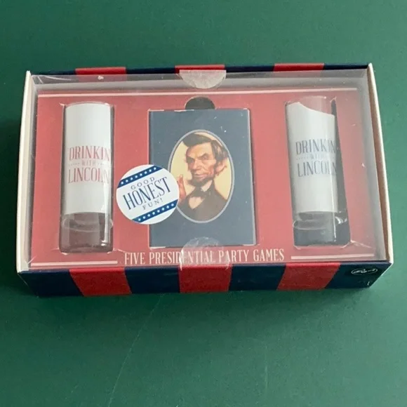 Drinking with Lincoln Presidential Party Game Set. Red & Blue Cards set.