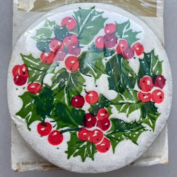 NOS Vintage Hallmark Holiday Christmas Paper Coasters NEW 2 Package Bundle