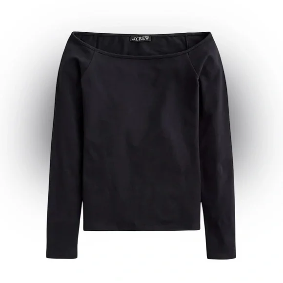 NWT- J. Crew Off the Shoulder long Sleeve Shirt in Stretch Cotton