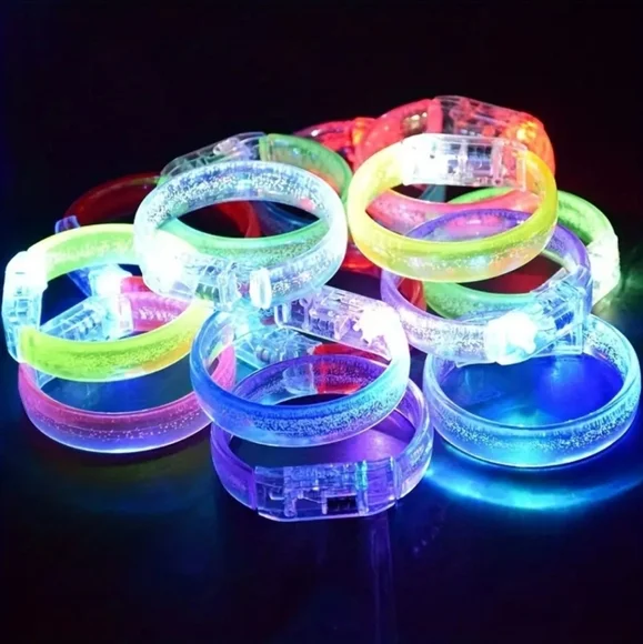 8pcs Vibrant LED Glow Bracelets - Battery-Powered, Long-Lasting, Flexible