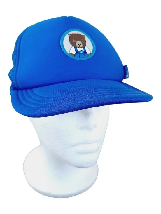 The North Face Blue Bear Patch Mesh Back Adjustable Trucker Hat Infant Size