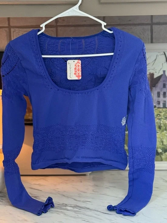 Free People Scoop Neck Crochet Crop Top