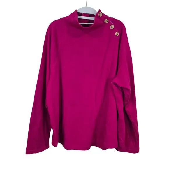 NEW NWT Women's J. Crew Pink Button Neck Pullover | Size 3X