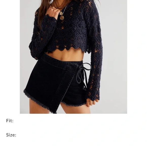 Free People Navy Crochet Crop Top