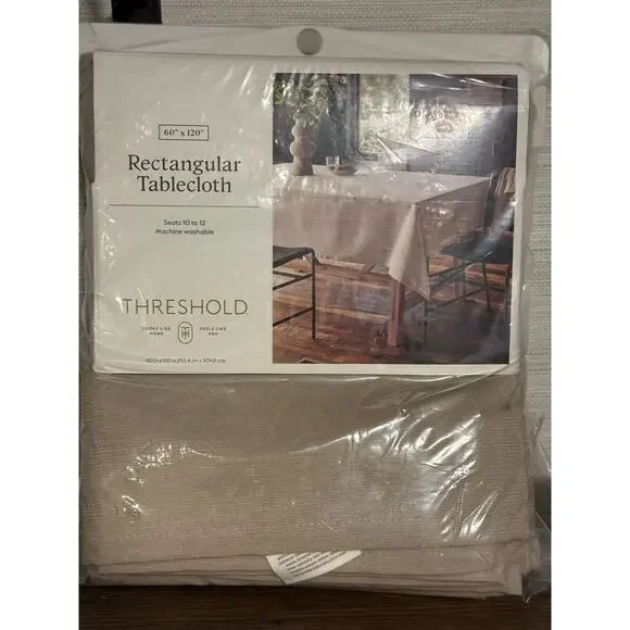 Threshold Rectangular Tablecloth 60 x 120 Beige- NEW in Package