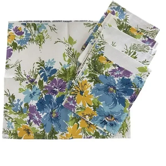 Lot of 6 Waverly Summer Garden Napkins Floral Cloth 15