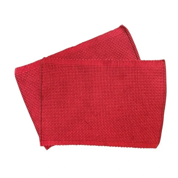 Sur La Table SET OF 2 Placemats Waffle Ribbed 100% Cotton Red‎ Festive Holiday