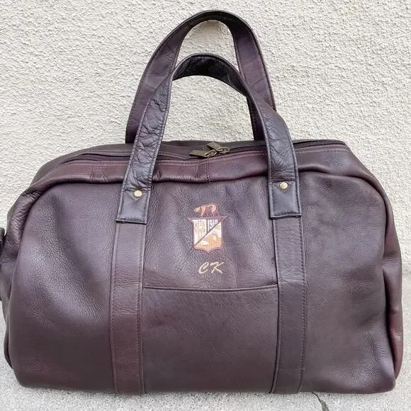 Brown Leather Cal Club California Golf Club SF Bag Embroidered 