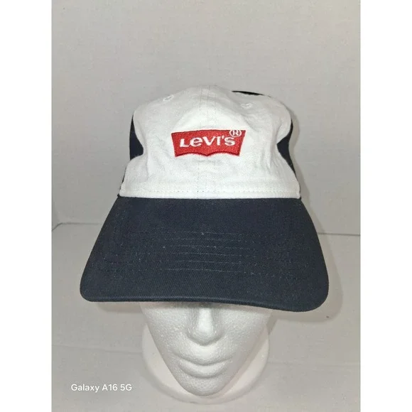 Levi's Youth Baseball Cap Hat Two Tone Black White‎ Red Logo Adjustable Kids
