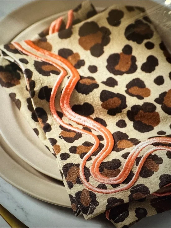 Anthropologie (4) Leopard Print Napkins