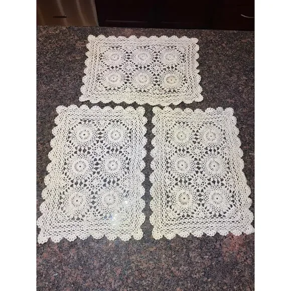 Vintage Crochet Lace Cream Doily 10.5