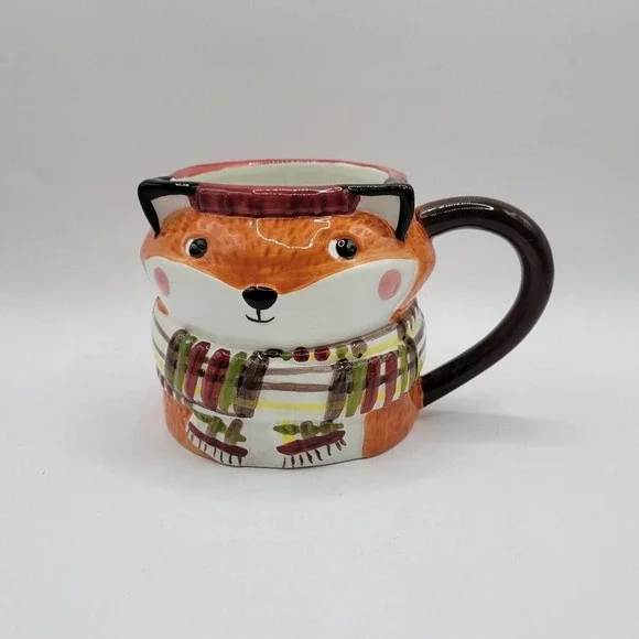 Sur La Table Ceramic Fox Wearing a Scarf Coffee Mug