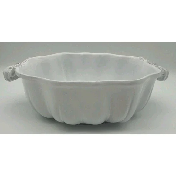 Sur La Table Bowl Embossed Pumpkin White Double Handled Serving 9