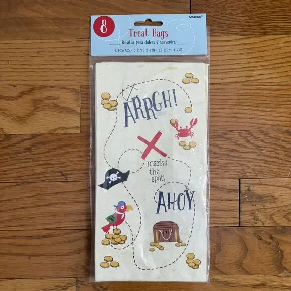 Ahoy Pirate Arrgh! Treasure Hunt Birthday Party Favor Treat Bags X Marks Spot