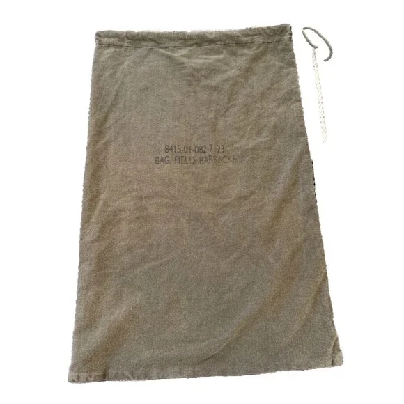 Vintage Army Issue Military Surplus Field Barracks Bag Drawstring Khaki Green