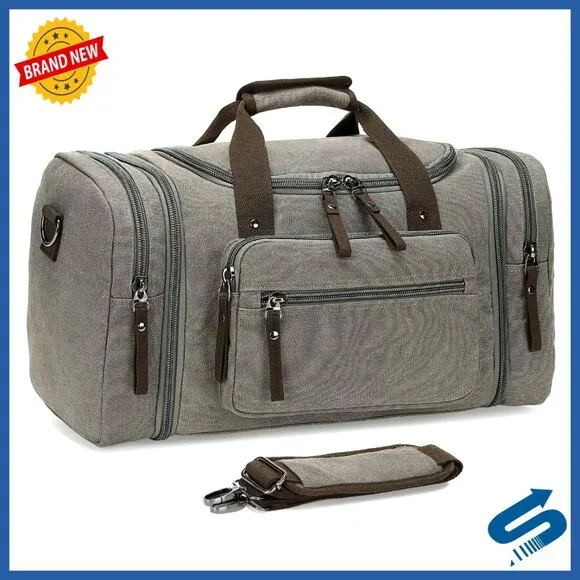 Expandable Canvas Travel Duffel Weekender Bag Lightweight Carry-On with