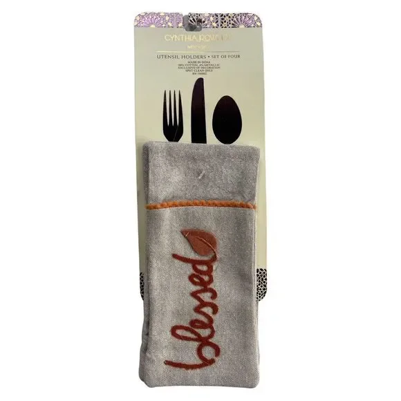 Cynthia Rowley New York Embroidered Blessings Utensil Holders Set of 4