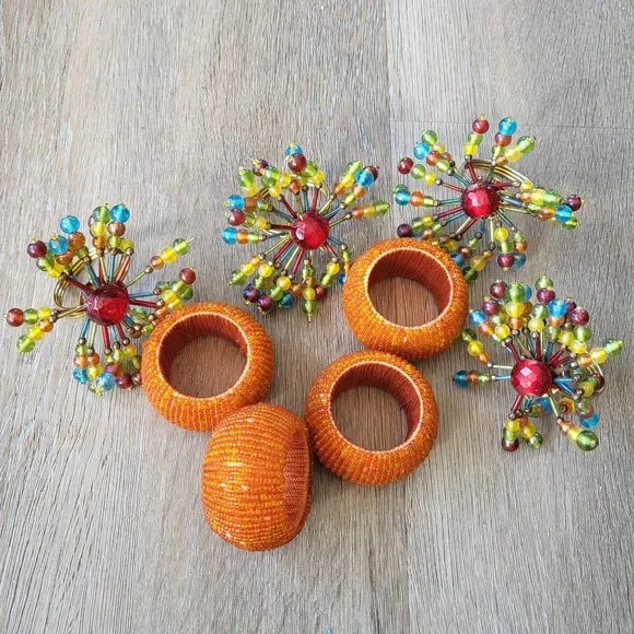 Set of 8 Beaded Boho Napkin Rings