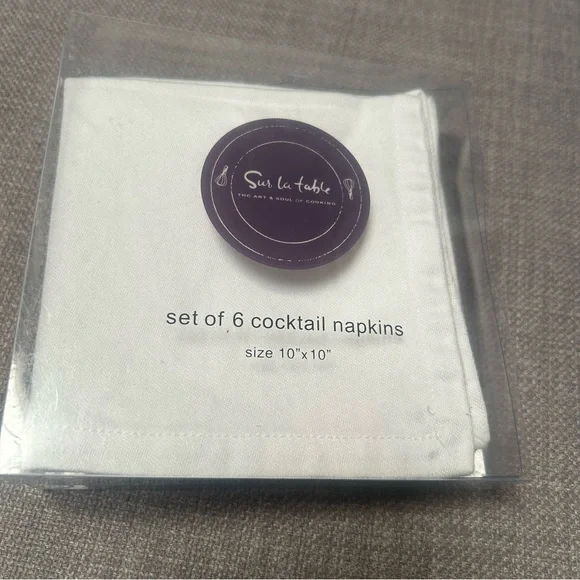 SUR LA TABLE 10-pcs Classic White Cotton ‘TOSS’ Cocktail Napkins #1001255