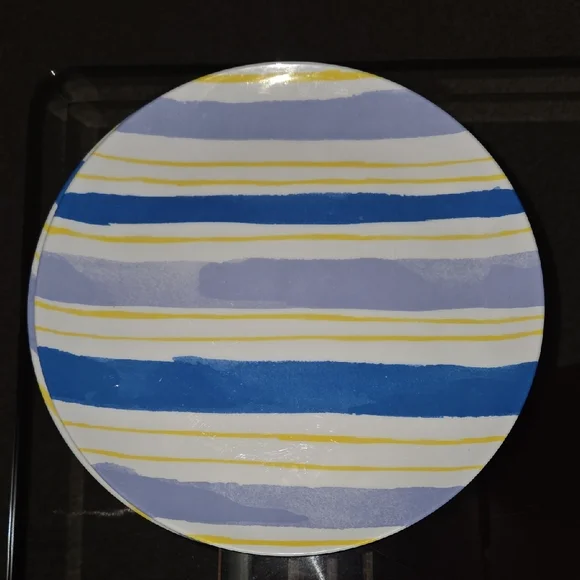 Sur La Table Striped Blue and Yellow Plate