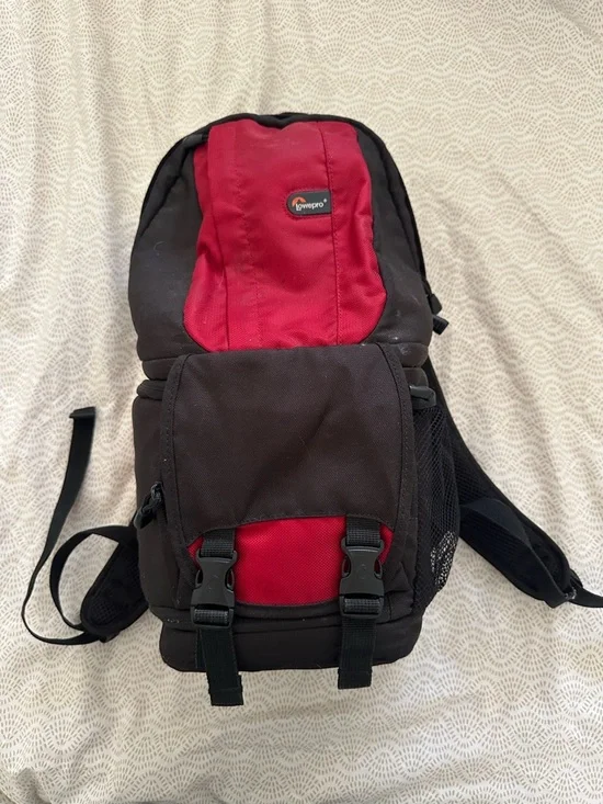 Red and Black Camera Backpack
