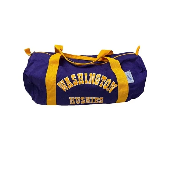 Vintage Uphill Down UW Washington Huskies University Duffle Bag Gym Bag 3j