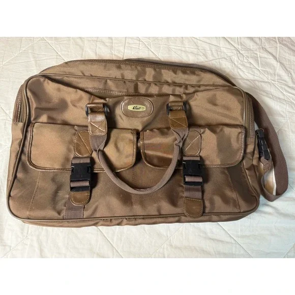 Verdi Brown Nylon Duffel Carry On Travel Bag w/ Shoulder Strap &‎ Duffle Bag (2)