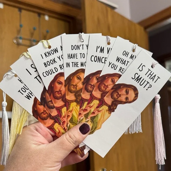 Funny Religious-Themed Tassel Bookmarks - White set of 7