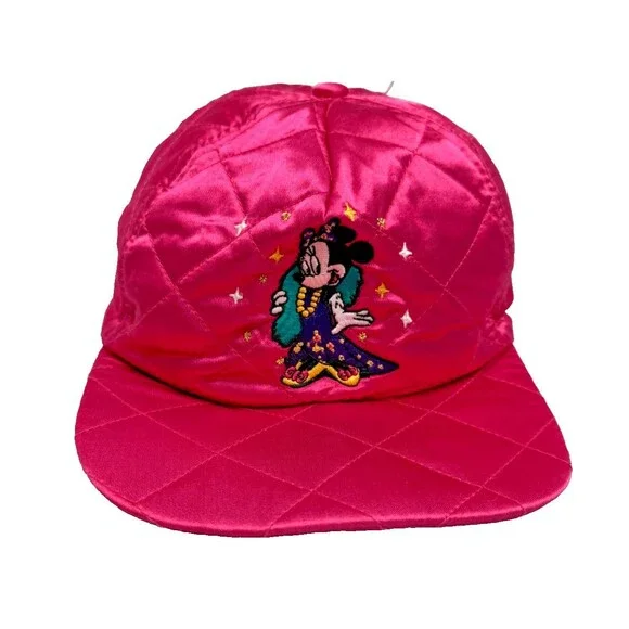 Minnie Mouse Glamour Vintage Quilted Disney Store Hat Cap Pink Satin 4-6X