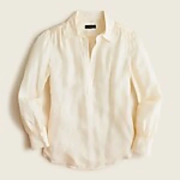 J.Crew Eco cupro-blend collared V-neck popover top BD789