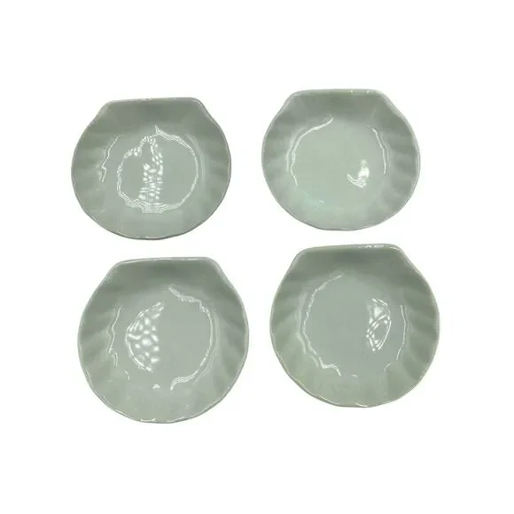 Sur la Table White Ceramic Shell Dish 4 Dipping Small Dishes