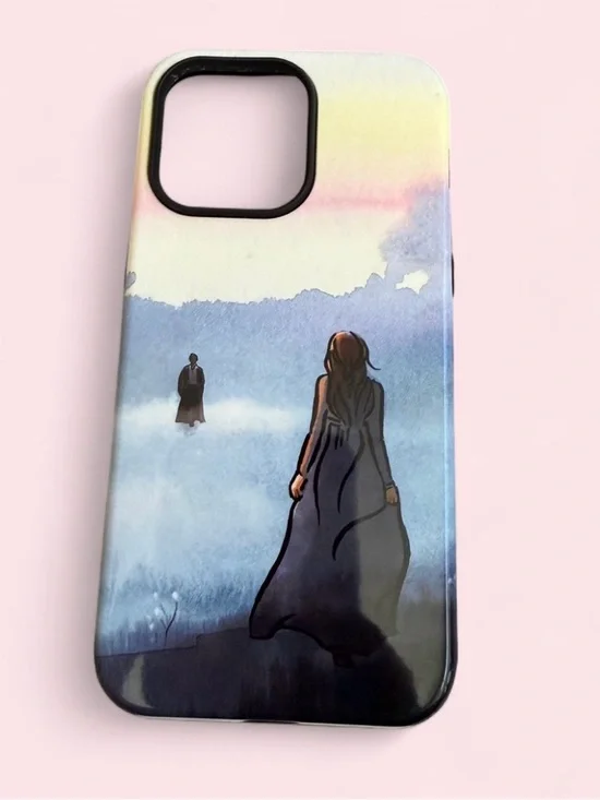 Pride & Prejudice Blue Watercolor Scene Phone Case - Misty Woman Design