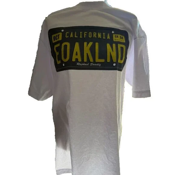 Raphael Saadiq East Oakland Large L white T-shirt EOAKLAND license plate