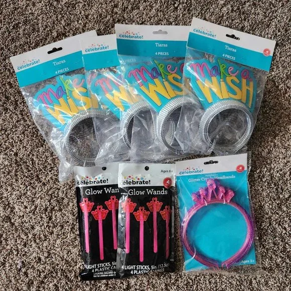 Party supplies lot - Princess tiaras, headbands, & glow wands - Brand new