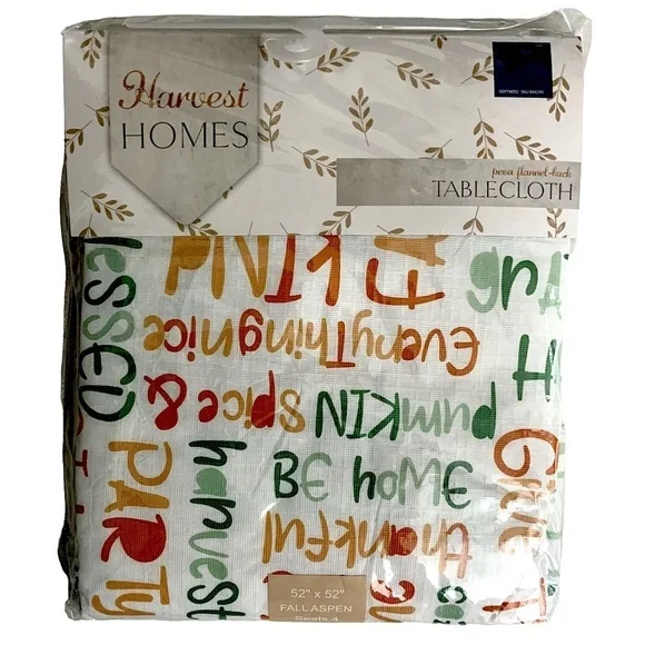 Harvest Homes Tablecloth Thanksgiving Indoor Outdoor Multicolor Square 52 in
