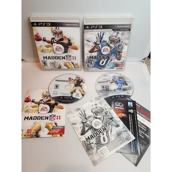 Lot Madden NFL 11 & Madden 13 PlayStation 3 PS3 - Complete w/ Manuals - Tested