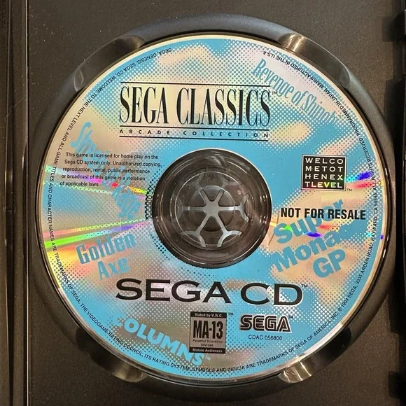 Sega Classics: Arcade Collection (Sega CD, 1992) NFR Not For Resale Disc Only