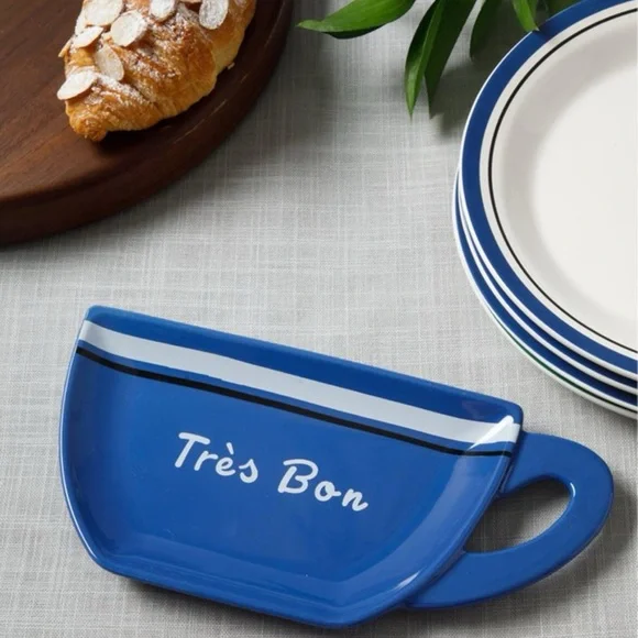 Sur La Table Blue 'Très Bon' Mug Shaped Plate