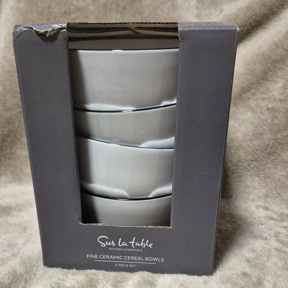 Sur la Table Four Cereal Bowls 5.75 Inch Set Microwave Dishwasher Safe New