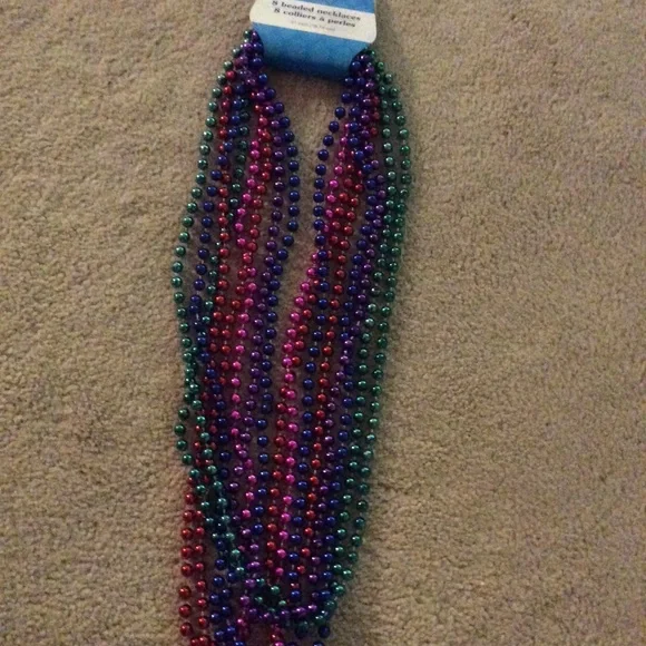 8 Beaded Necklaces Red Blue Green Purple Pink