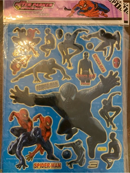 Spiderman Laser Stickers - Black, Red, Blue, Gold