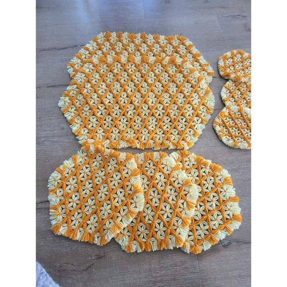 Handmade 1970's Placemats, Coasters, & Pot Holders