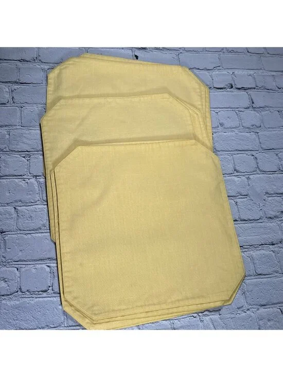 Set Of 12 Octagon Butter Yellow Placemats 12”x13”