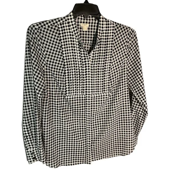 J. Crew Women’s Black / White Check Button Down Long Sleeve Shirt
