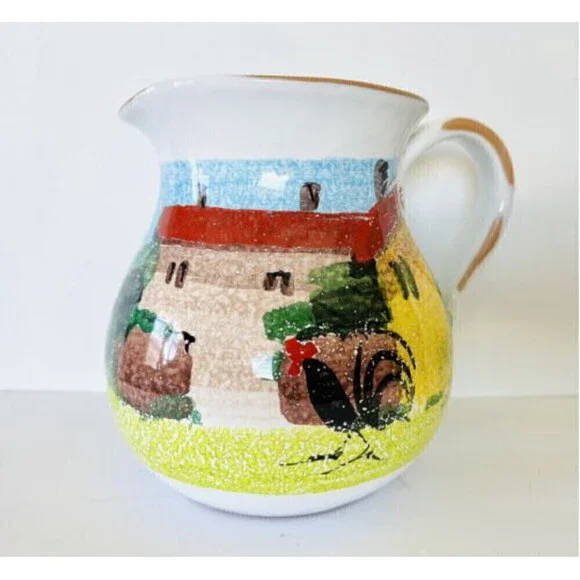 Sur la Table Pitcher Rooster Country farmhouse hand paint Italy jug
