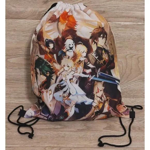 Ginshen IMPACT 3D Print Backpacks Kids Drawstring Gym Backpack Anime Workout