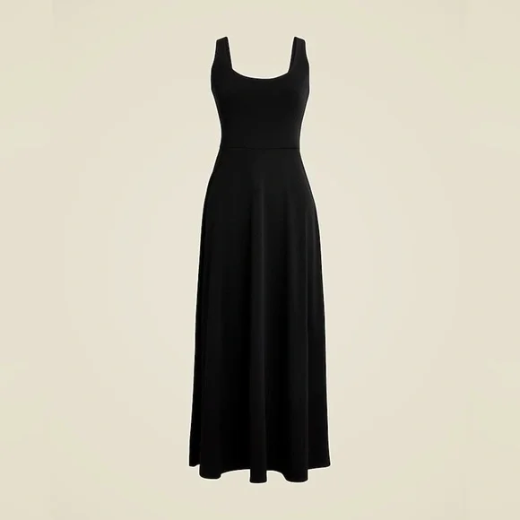 J. Crew Scoopneck A-line midi dress in matte jersey size XXS Black