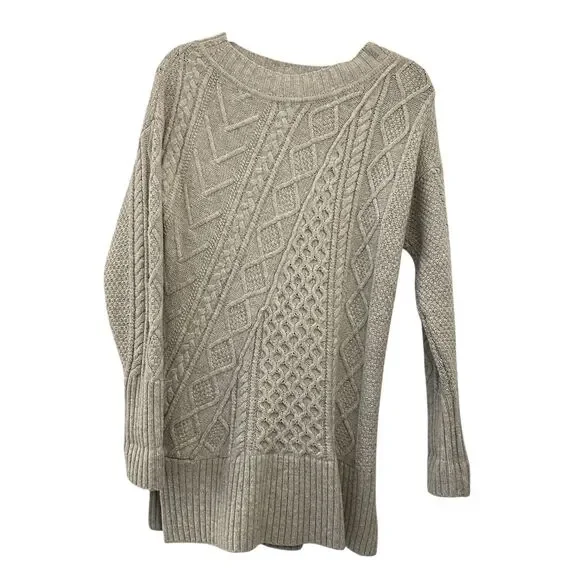 J. Crew Heather Grey Wool Blend Cableknit‎ Tunic Sweater Size S